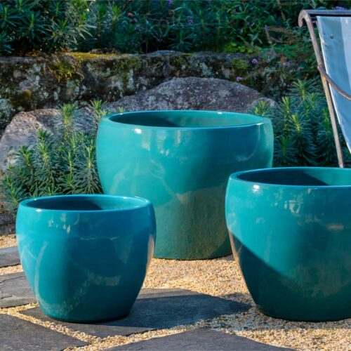 Cabachon Planter Set (terracotta In Agave) contemporary, terracotta, terra cotta, garden, planter