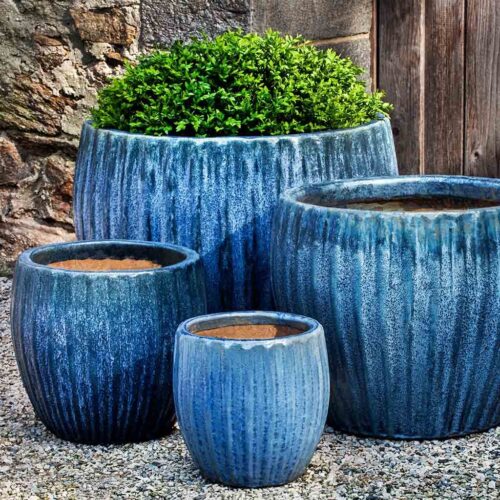Andromeda Planter (glazed Terracotta In Blue Pearl) contemporary, terracotta, terra cotta, garden, planter