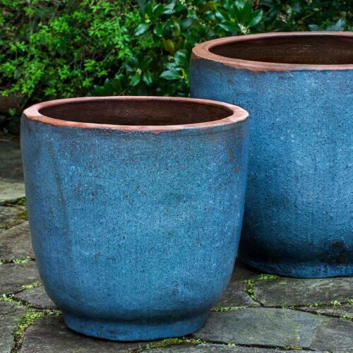 Nari Planter Set (terracotta In Rustic Blue) contemporary, terracotta, terra cotta, garden, planter