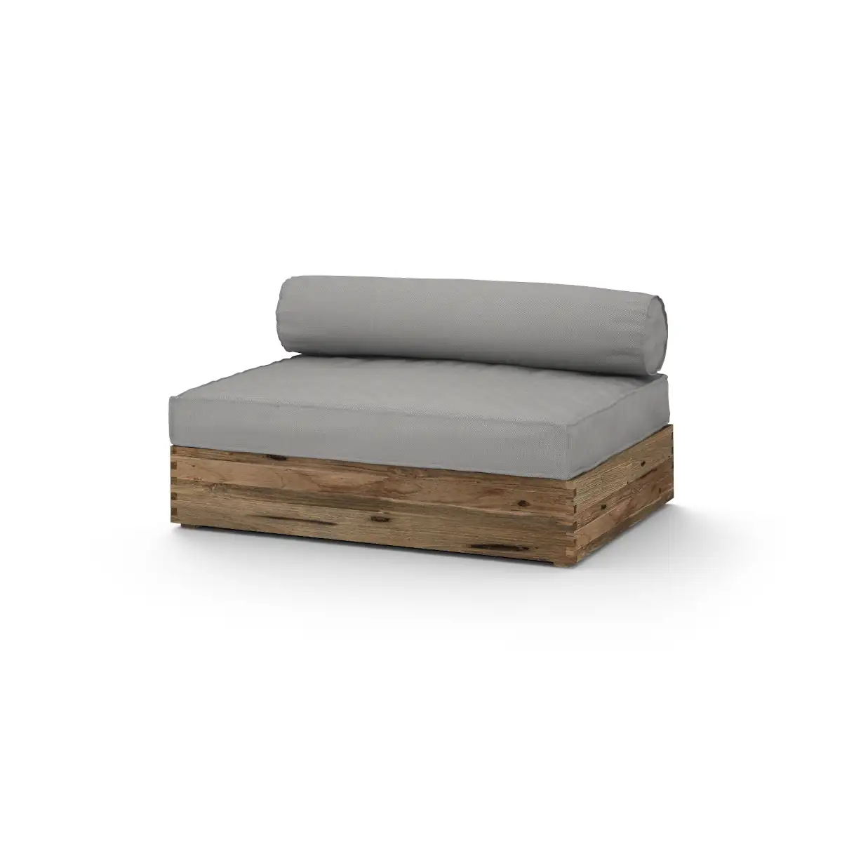 Aik02 F36 T38 C60 Aiko Comfort Module Armless, Drift Look Teak Original Finish, Hpl Alpes White, Cushion Sunbrella Sailcloths Seagull Grey