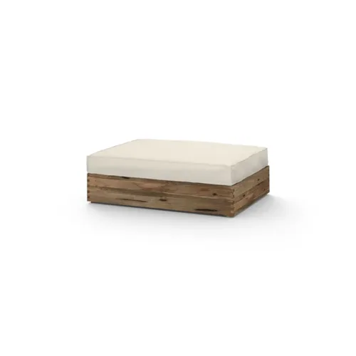 Aik04 F36 C70 Aiko Multifit Ottoman, Drift Look Teak Original Finish, Cushion Sunbrella Sailcloths Sailor
