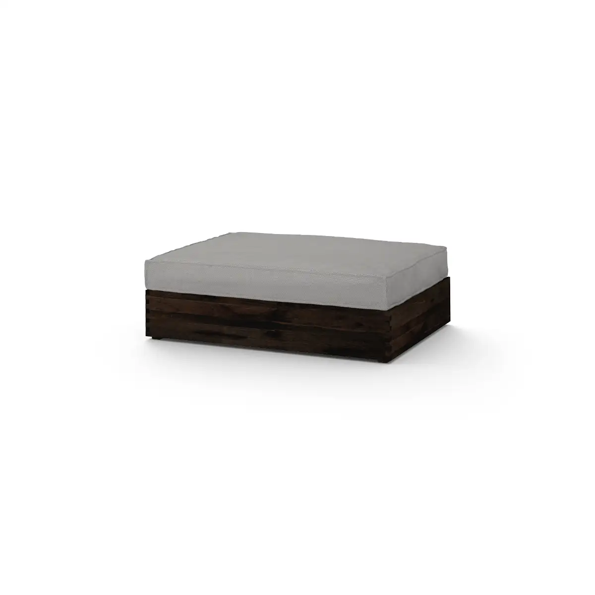 Aik04 F37 C60 Aiko Multifit Ottoman, Drift Look Teak Espresso Finish, Cushion Sunbrella Sailcloths Seagull Grey