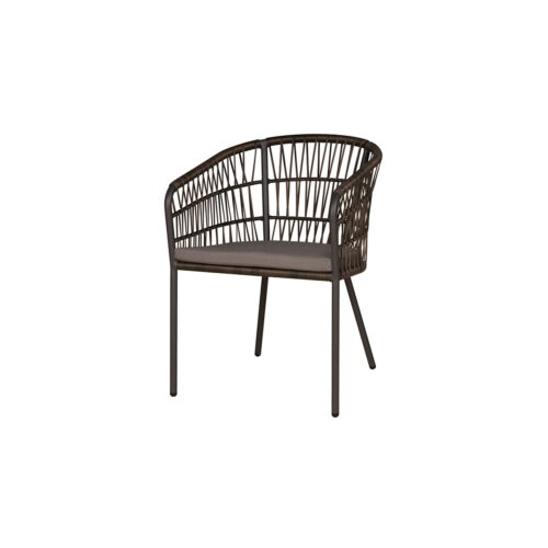 Bono Dining Chair Powder Coated Aluminum (black), Olefin Cushion (stone)