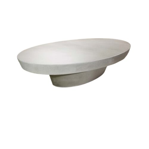42" Oval Cashi Coffee Table (fiberglass Resin And Aggregate In White Stone)