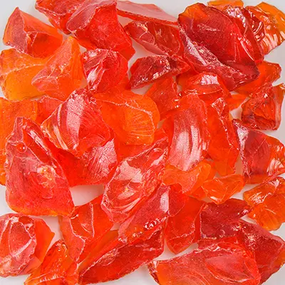 Chunky Orange Fire Glass