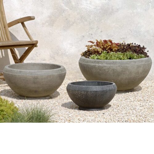 16", 22" & 27" Diameter Giulia Planters (cast Stone In Alpine Stone Finish) cast stone, garden, contemporary, planter, bowl