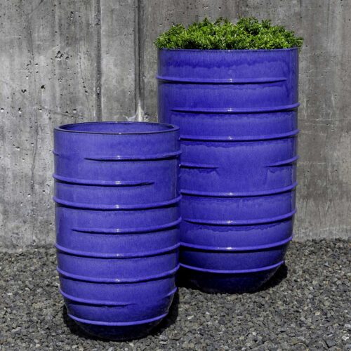 Logis Tall Planters (terracotta In Riviera Blue Glaze)
