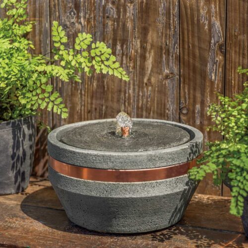 M Series Bevel Fountain Cast Stone In Alpine Stone Finish