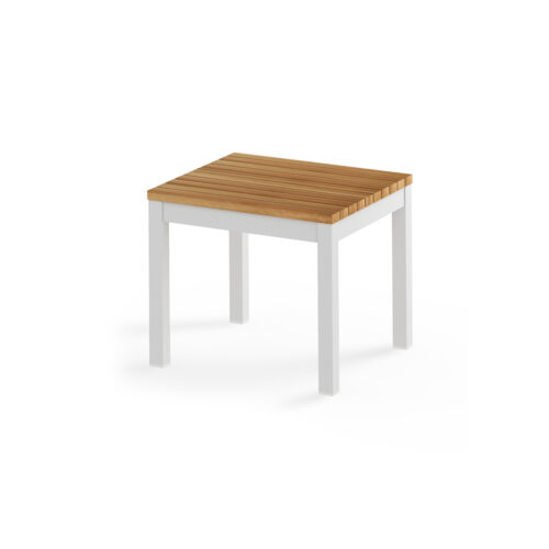 Mg2814 F03 T24 Ekka Side Table Small (teak), Aluminum White, Premium Teak Smooth Sanded Teak Shield