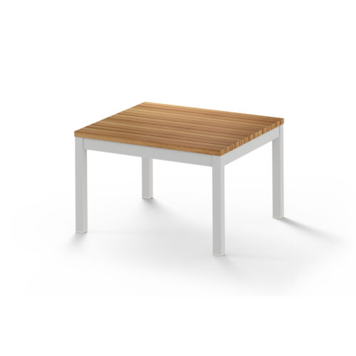 Mg2859 F03 T24 Ekka Side Table Medium (teak), Aluminum White, Premium Teak Smooth Sanded Teak Shield