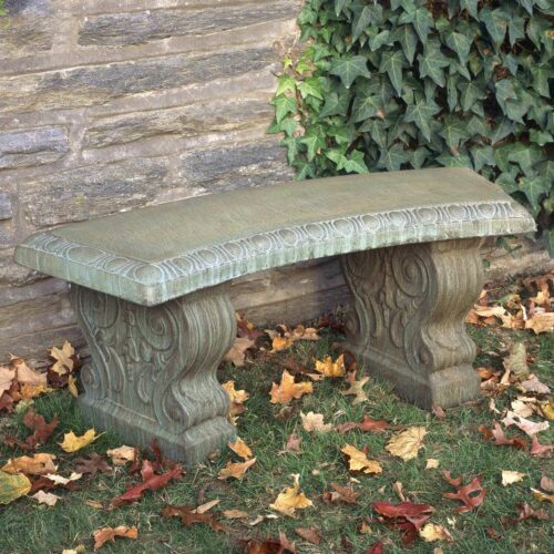 Traditional Curved Bench (cast Stone In Copper Bronze Finish)