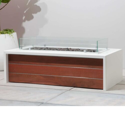 Panel Fire Pit Ipe/stainless Linen White Aluminum panel firepit metal modern aluminum steel