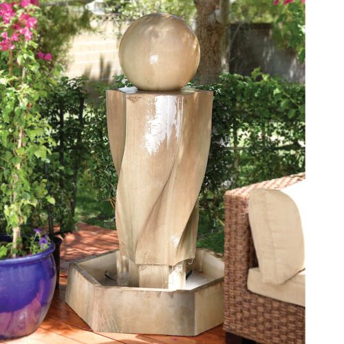 Vortex Fountain With Ball Material: Gfrc Finish: Sierra vortex fountain with ball garden decor fountains