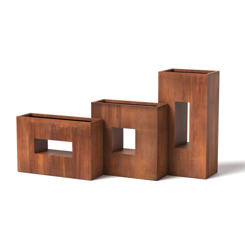 Box Planters Material: Mild Steel Finish: Natural Rust horizontal window box garden planter garden decor garden planters