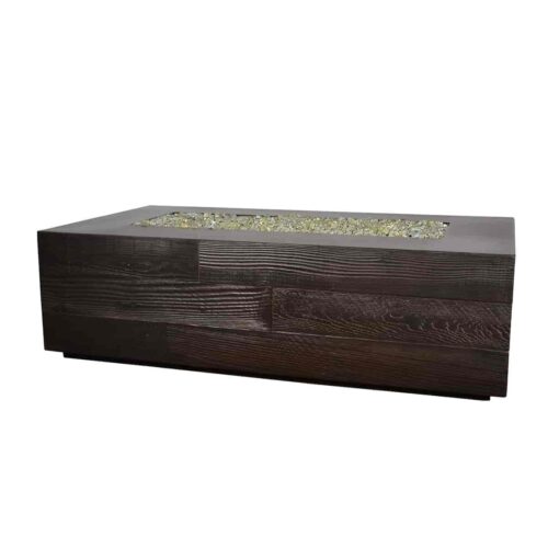 Aspen Rectangle Fire Table (glass Fiber Reinforced Concrete In Dark Walnut Perma Spec Finish) geo square fire pit gfrc contemporary outdoor decor yard art