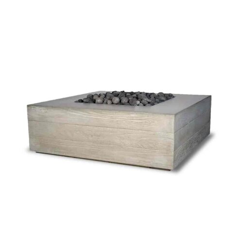 Aspen Square Fire Table (glass Fiber Reinforced Concrete In Cool Grey Solid Finish) aspen square fire pit gfrc contemporary outdoor decor yard art