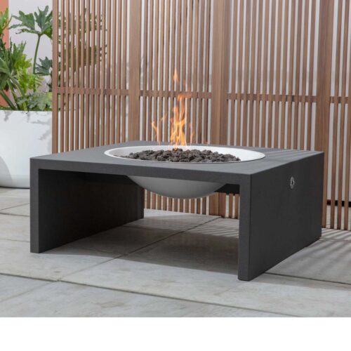 Basin Fire Pit Landscape Aluminum Charcoal Gray Table Linen White Bowl basin firepit metal modern aluminum steel