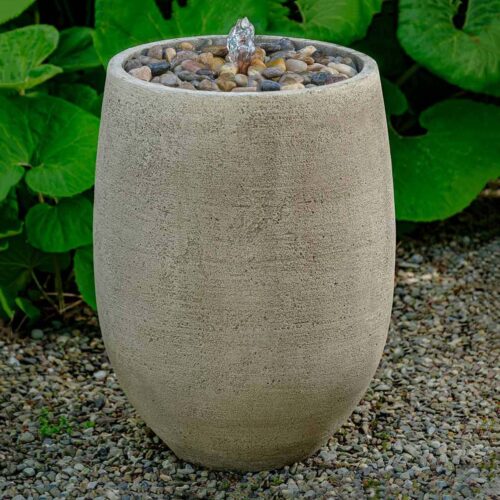 Bebel Pebble Fountain, Tall (cast Stone In Greystone Finish)
