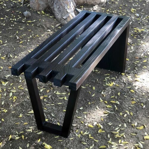 Canti Bench 48in Dark Ash Thermal Wood Oil Finish contemporary, wood, wooden, garden, bench, outdoor bench