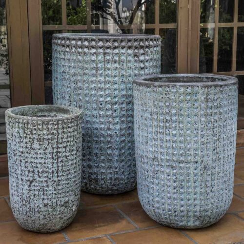Escada Tall Planters (terracotta In Verdigris Finish)