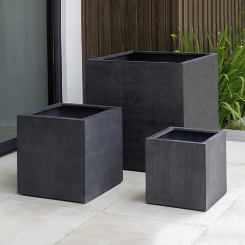 Farnley Planter Set (fiberglass In Charcoal Finish)