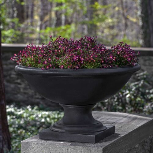 Low Savannah Urn (cast Stone In Nero Nuovo Finish)