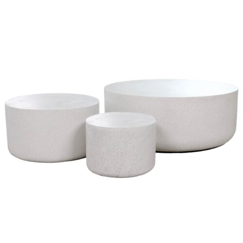 Mill Stone Cocktail Tables (fiberglass Resin And Aggregate In White Stone)