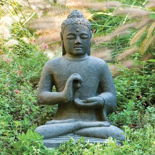 Indonesian Seated Buddha (cast Stone In Nero Nuovo)