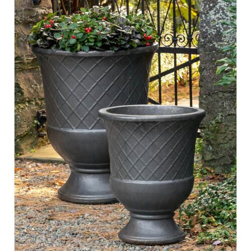 Pomezio Urns 6955 3502 S2 Glazed Planter Graphite